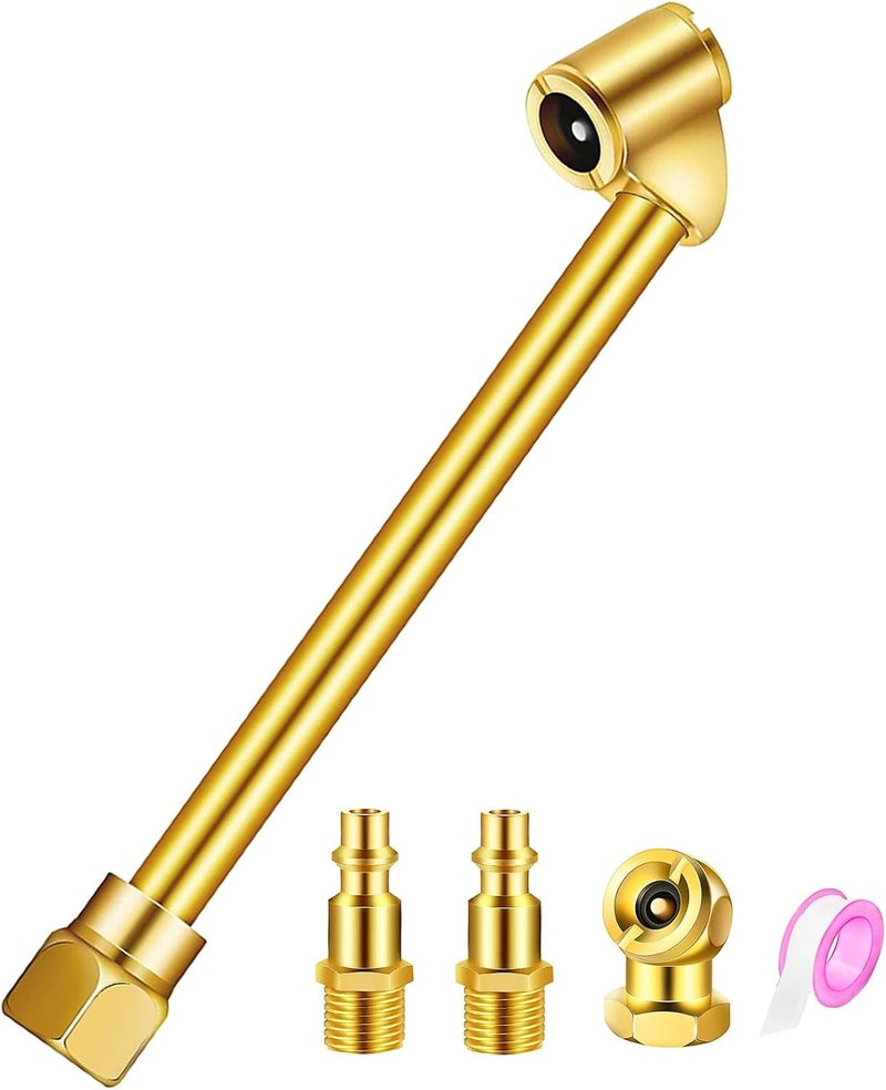 GODESON Heavy Duty Dual Head Air Chuck,Closed Ball Tire Chuck with 1/4 Inch Female NPT and Two Standard Male Quick Plug, Tire Air Fill Kit for Tire Inflator Gauge and Air Compressor - Image 1